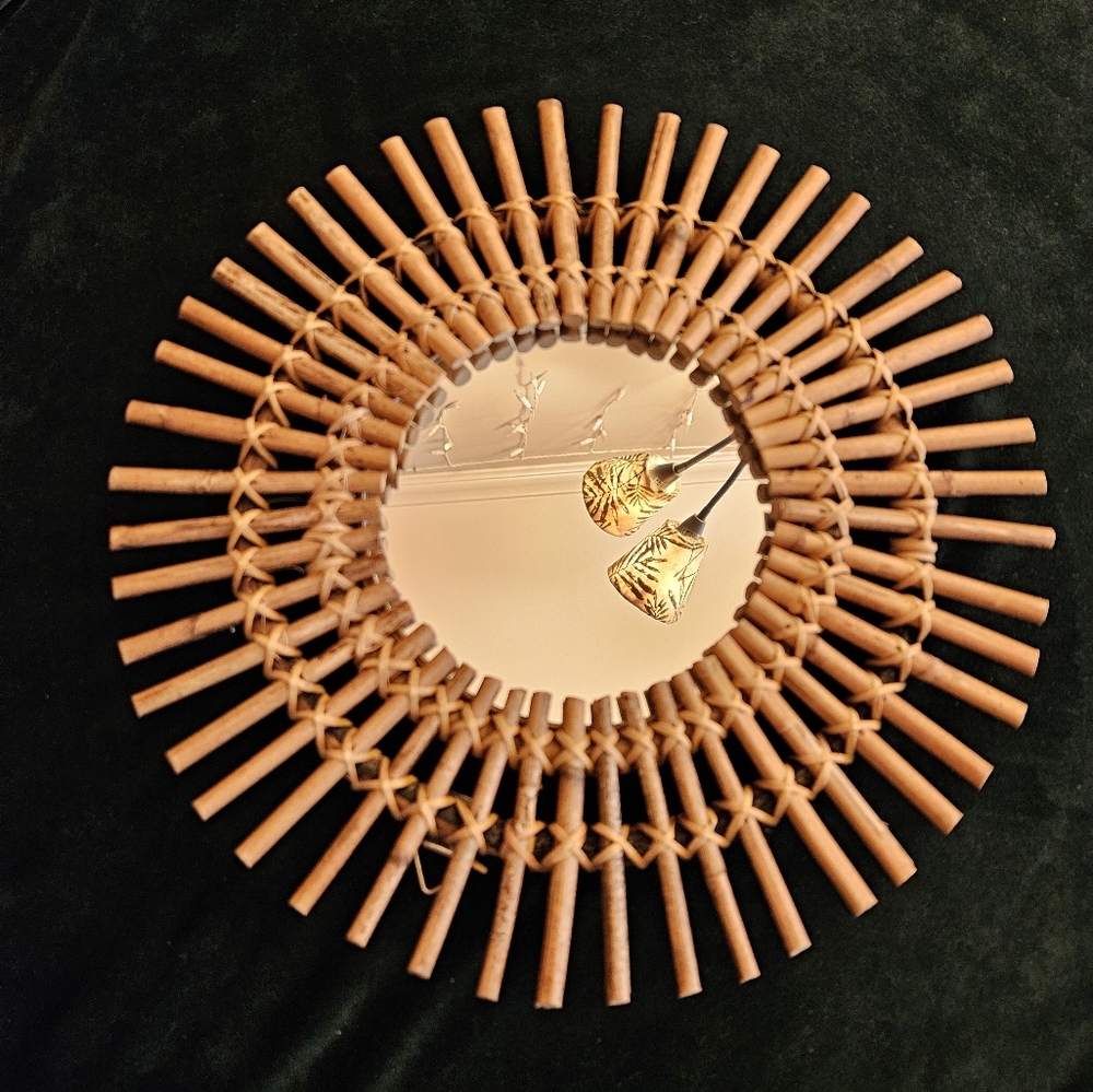 World Market Bamboo round rattan mirror small